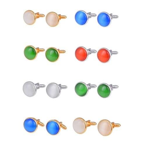 10pairs/lot Elegant Opal Cufflinks Cat Eye Cuff Links Shirt Cuff Buttons 7 Colors Mens Jewelry Accessory Fashion Gift Mixorder