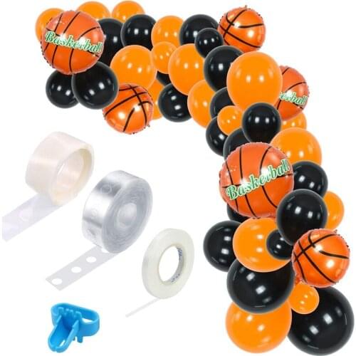 110 PCS Basketball Theme Balloon Garland Arch Kit Black Orange Balloons for Basketball Sports Theme Decor Party Supplies