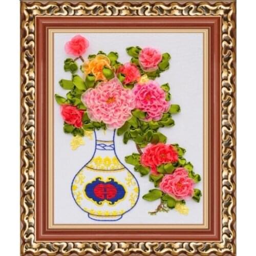 40x50cm 3D Here Comes the Groom Ribbon embroidery kit stain painting set handcraft kit DIY handmade needlework art home decor