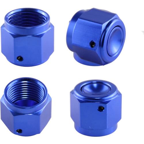 4PCS Aluminum 8-AN AN8 Adapter Female Flare End Cap / Plug / Tube Nut Fitting Blue