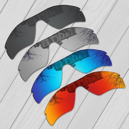 E.O.S 4 Pieces Black & Silver & Ice Blue & Fire Red Polarized Replacement Lenses for Oakley Radar Path Sunglasses