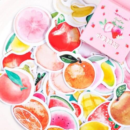 46Pcs Box Stickers Strawberry Decorative Scrapbooking Stationery Diary Sticker Cute Scrapbooking Skateboards Supplies 4CM