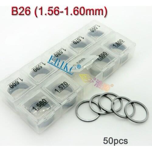 50PCS Diesel Injector Gasket B26 Injector Gasket Kit and Nozzle Needle Valve Lift Adjusting Shims Size: 1.56-1.60mm