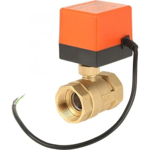 AC 220V DN32 Brass Electric Valve 2-Way 3-Wire 2-Point Control Electrical Motorized Ball Valve Electric Actuato