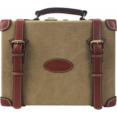 Tourbon Hunting Gun Accessories Ammo Storage Case Vintage Canvas Leather 200 Shotgun Cartridge Ammunition Shells Box Carrier