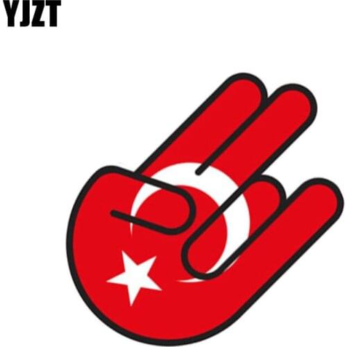 YJZT 9.5CM*14.4CM Car Sticker Creative Turkey Shocker Flag Reflective Decal 6-1029