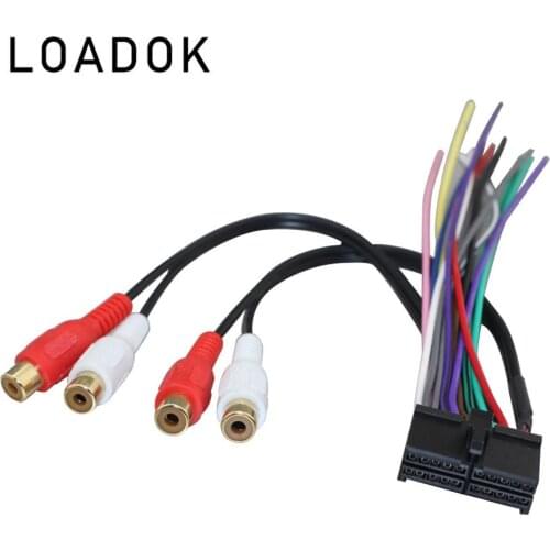 Car 4 RCA Wire Harness Adapter for Jensen CD3610 MP5610 CD450K Car CD DVD Radio Audio Stereo ISO Standard 20 Pin Plug Cable