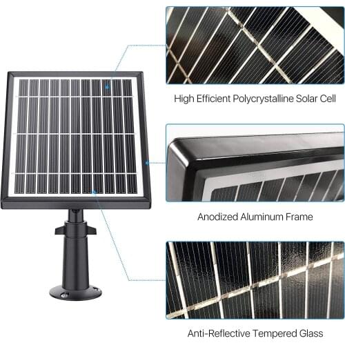 Solar Panel Power Supply IP66 Waterproof Non-Stop Charging for Wire Free Home Security Outdoor Rechargeable Battery Camera