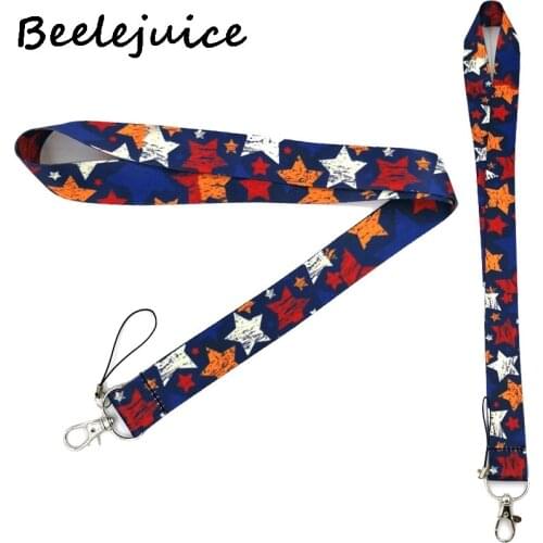24pcs Vintage Colorful Stars Neck Keychain Necklace Webbings Ribbons Anime Cartoon Neck Strap Lanyard ID badge Keychain Lanyard