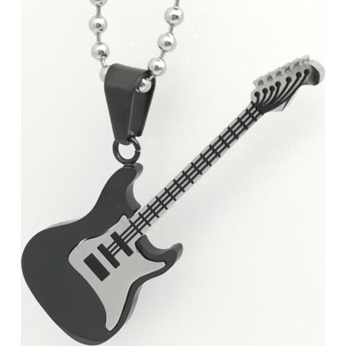Fashion Necklace Men Women Stainless steel Ball Chain Best Selling Guitar Pendant Necklace Music Elegant Jewelry