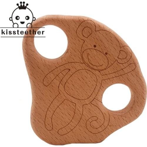 Beech Monkey Wooden Teether Customizable Baby Teether Diy Teething Necklace BPA Free Food Grade Teether Pendants
