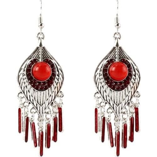 Bohemia Vintage Style Alloy Tassels Long Earrings Woman Fashion Crystal Pendant Earrings Female Party Wedding Jewelry Gift