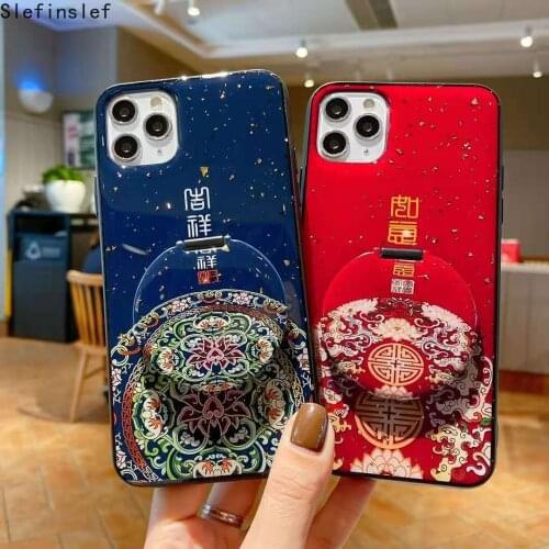 Lucky and Ruyi Chinese Style Epoxy phone case for iphone 12 mini 11 pro max XS XS Max XR 6 6S 7 8 Plus with mirror shell cover