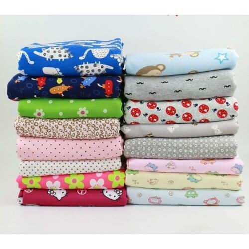 Printed Strechy Cotton Knitted Fabric Cartoon Baby Cotton Jersey Fabrics for DIY baby clothing making fabric 50*160cm