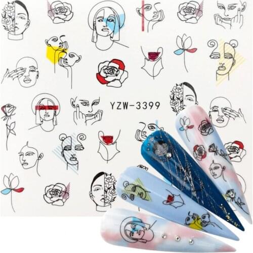 Art Nail Sticker Decals Nail Flower Sliders For Nails Decoration Nail Foils Colorful Nail Art Supplies Geometry Slider for Home