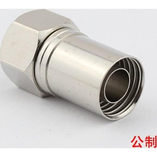 Cable TV connector F plug metric SYWV75-5 two shielded cable extrusion plug / cold pressed plug