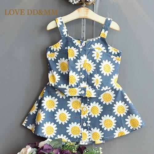 LOVE DD&MM Girls Sets Childrens Clothing Cartoon Sun Flower Sling Top + Skirts Suits For Girl Cute Kids Costumes
