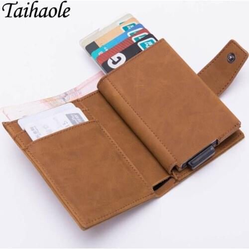 Leather Anti Rfid Credit Card Holder Mens Double Cardholder Case Wallet Metal Business Bank Creditcard Minimalist Wallet