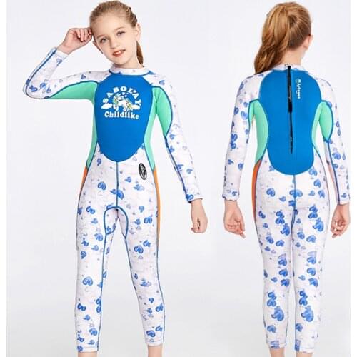 Swimsuit Children One Piece Beach Sun Protection Rash Guard Girls With Sleeves Swimwear Kids Swimming Surf Long Sleeve Swimsuit