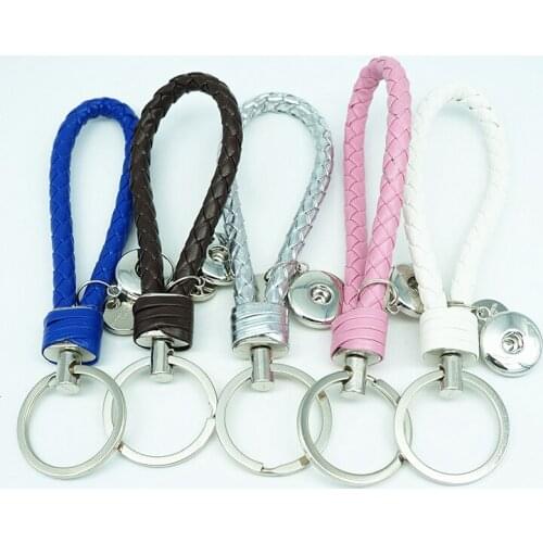 Fashion Colorful simple Leather snap key chains fit 18MM snap buttons jewelry PJ8001