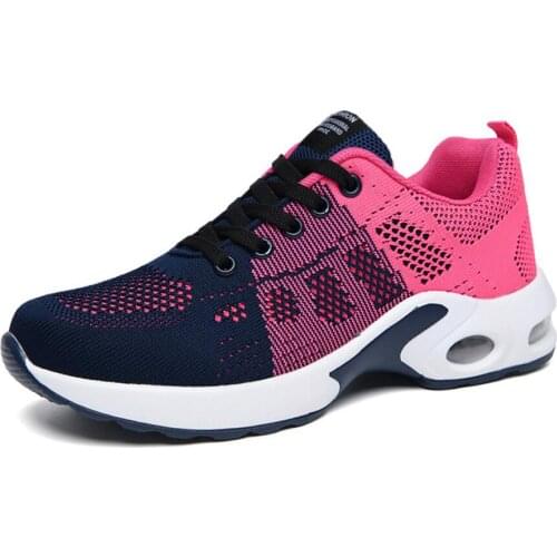 Fashion Women Lightweight Sneakers Running Shoes Outdoor Sports Shoes Breathable Mesh Comfort Textile Shoes Air Cushion Lace Up
