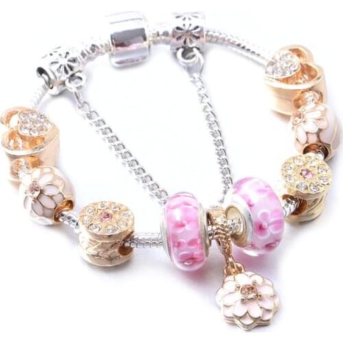 Fashion 2020 panjia style charm new golden diy crystal beaded butterfly bracelet female February 14 Valentines Day gift