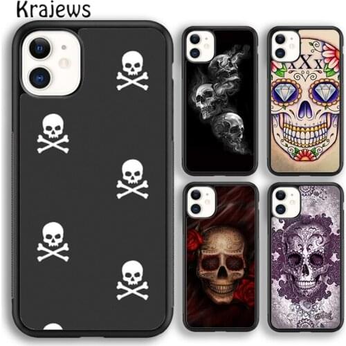 Krajews Skull with dimand eyes Soft Phone Case Cover For iPhone 6s 7 8 plus X XR XS 11 12 pro max Samsung Galaxy S8 S9 S10 Plus