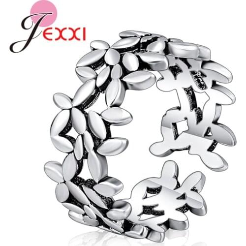 Top Sale 925 Sterling Silver Ring Woman Man Unisex Fashion Tree Branch Leaf Wedding Band Rings Opening Adjustable Size