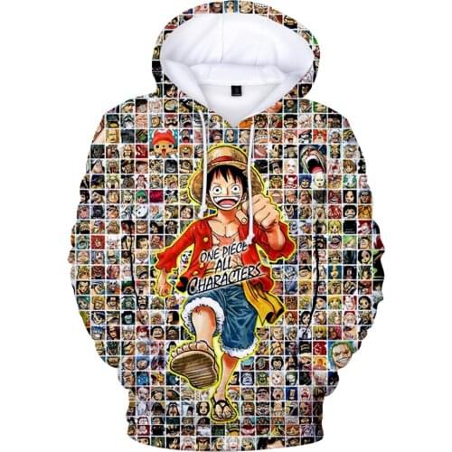 Personality 3D Anime One piece Hoodies Monkey D . Luffy Long Sleeve 3D Cartoon Romance Dawn Hoodie Men/women Children Clothes
