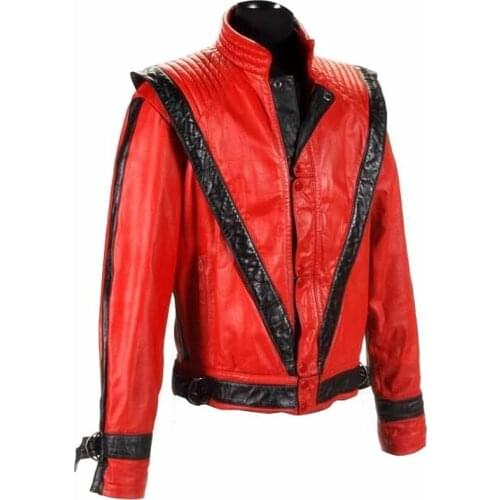 MJ Michael Jackson Thriller Style Jacket in Red PU Leather