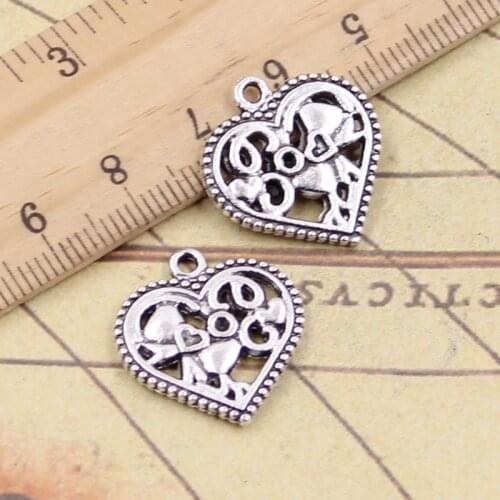 15pcs Charms Heart I Love You 21x20mm Tibetan Silver Pendants Antique Jewelry Making DIY Handmade Craft For Bracelet Necklace