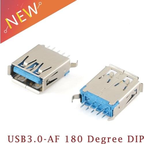 10PCS USB 3.0 Connector Socket High Speed Data Transmission USB 3.0 Jack Female 180 Degree Vertical AF Type USB