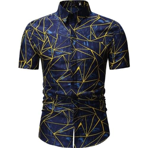 Summer New Fashion Mens Printed Floral Short Sleeve Shirt Male Slim Fit Social Business Dress Shirts Brand For Soft Comfortable