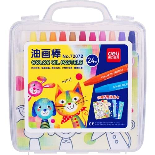 72072 hand-held oil painting stick hexagon childrens oil painting rod 24-color student crayons box