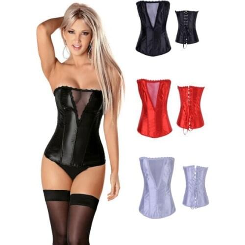 Sexy Black Deep-V Front Corset With Lace-Up Back 3S3054 Beautiful Body Shape Corset