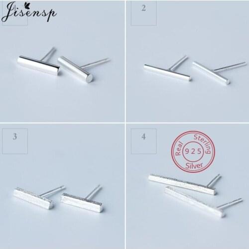 Jisensp 925 Sterling Silver Simple Sticks Ear Studs for Women Fashion Geometric T Bar Stud Earrings Girls Fine Jewelry Brincos