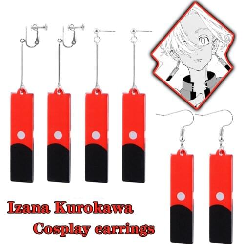 Anime Tokyo Revengers Earrings Izana Kurokawa Acrylic Cosplay Props Hanafuda Drop Earring For Women Men Ear Clip Fashion Jewelry