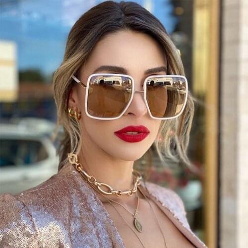 2021 Retro Big Square Sunglasses Women Top Quality Eyewear Mens Oversized Sun Glasses Female Fashion Gradient Glasses UV400