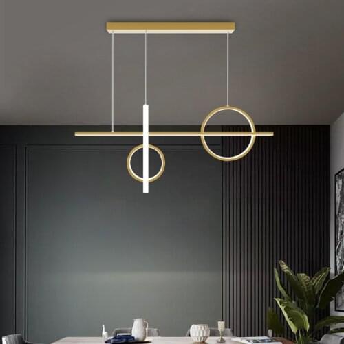 Modern Minimalist LED Chandeliers Kitchen Hanging Lamp Living Room Art Design Suspension Light Fixtures Gold Black Pendant Lamp