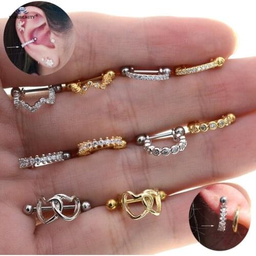 Starbeauty 1pc 20G 8mm Clear Gem Ear Piercing Jewelry Helix Piercing Oreja Stainless Steel Tragus Earrings Cartilage Nose Rings