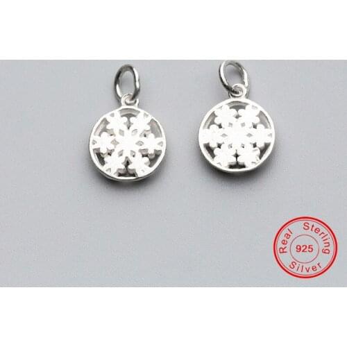 UQBing Sterling Silver 925 Hemisphere Snowflake Pendant Charms For Women Diy Jewelry Making