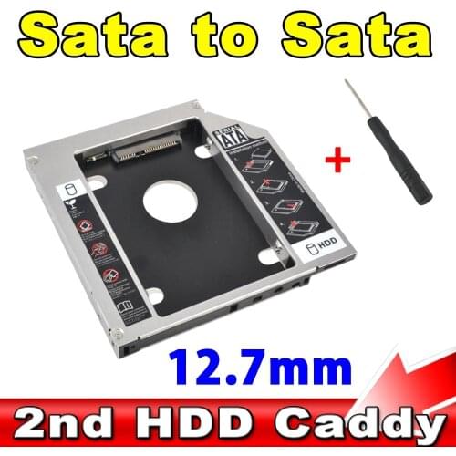 Kebidumei 2nd Caddy 12.7mm SATA 3.0 to Sata Case SSD HDD 2.5" Second Hard Disk Driver External Enclosure CD DVD Optical Bay