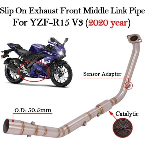 Exhaust System Motorcycle Escape Muffler For YAMAHA R15 V3 YZF-R15 V3 2020 Year Front Middle Link Pipe With Catalytic Slip On