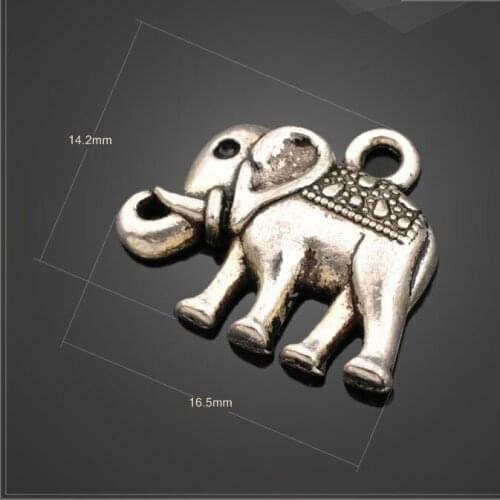 High quality 10 PCS/Lot 16.5mm*14.2mm antique silver plated diy animal tibetan elephants charms