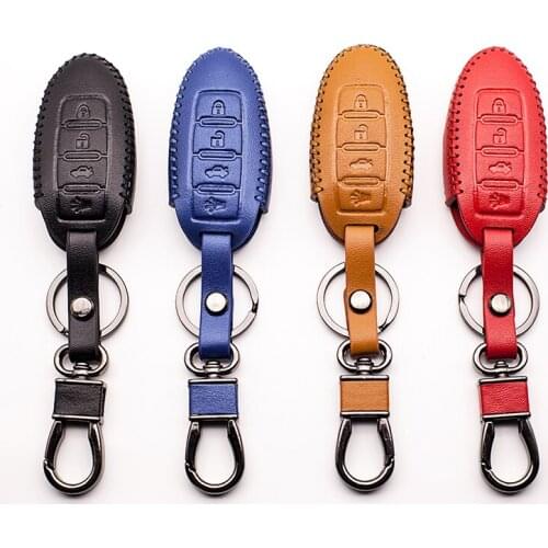High quality leather color key cover for Nissan Altima qashqai x-trail tiida almera juke note primera remote control 4 button