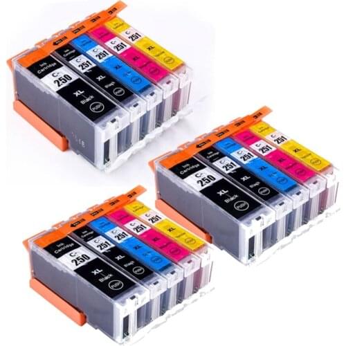 YLC 15PK PGI250 PGI-250 CLI-251 Compatible For Canon PIXMA MG5420 MG5422 MG5520 MG5522 MG6420 IP7220 MX722 MX922 IX6820 printer