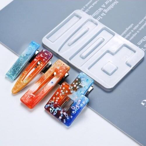 4 Shapes Hair Clips Jewelry Resin Mold Geometric Hair Clip Barrettes Mold Tools XXFB