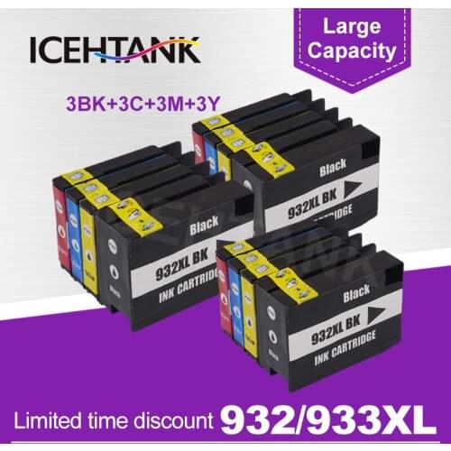 ICEHTANK Refilled Ink Cartridge Compatible For HP 932 933 932XL Officejet 7110 7610 6600 6700 6100 7612 Printer With chip