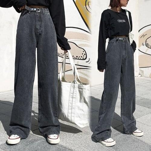 Woman Jeans High Waist Clothes Wide Leg Denim Clothing Blue Streetwear Vintage Quality 2021 Fashion Harajuku Straight Pants