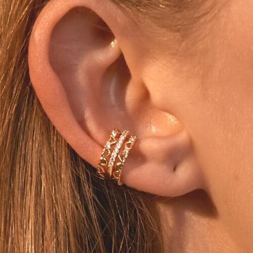 1 PCS Vintage Small Hollow Heart Shape Ear Cuff Non Pierced Clip Earring for Women Trendy Gold Color Crystal Circle Earring